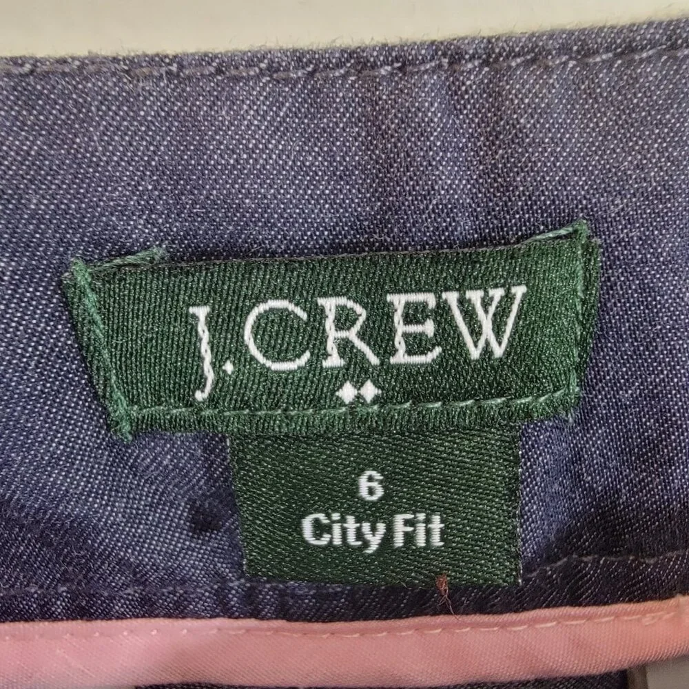 J. Crew Pants City Fit Chambray‎ 100% Cotton Sz 6 NWOT